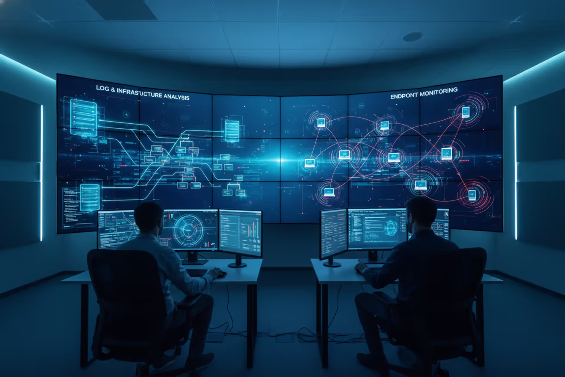 Security operations center comparing SIEM and EDR monitoring