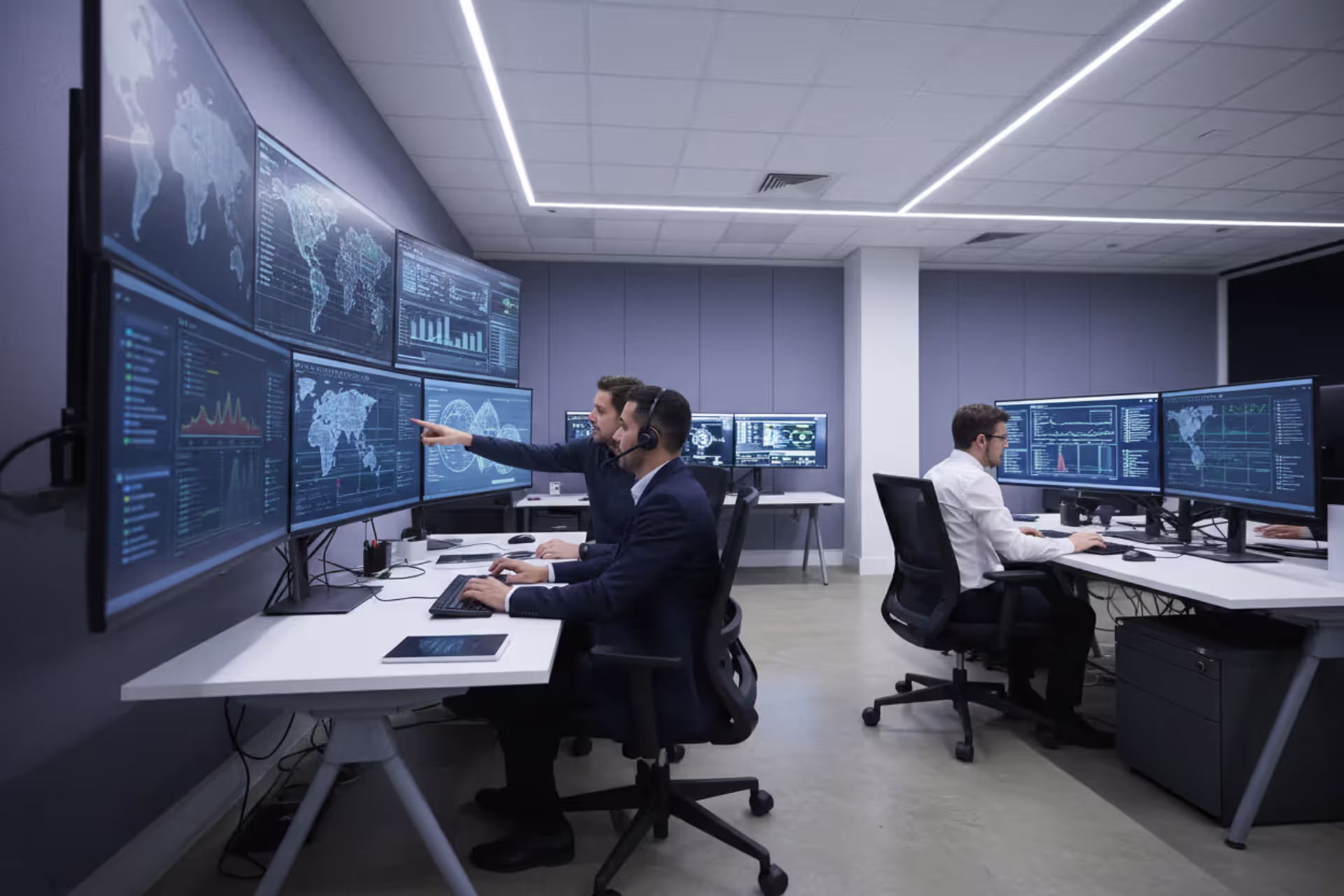 Cybersecurity incident response team monitoring systems in a security operations center